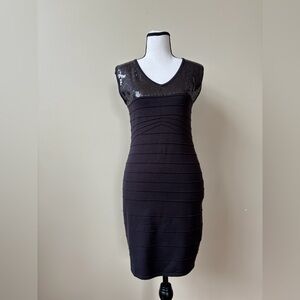 Sleeveless Body-con Dress with Sequin Details - Size M